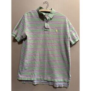 Polo Ralph Lauren Men Classic Fit Polo Shirt Pony Logo Green Stripe Size Medium‎